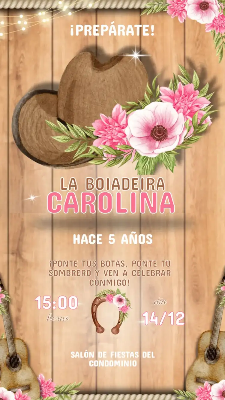 Invitación Cumpleaños Infantil Country Girl
