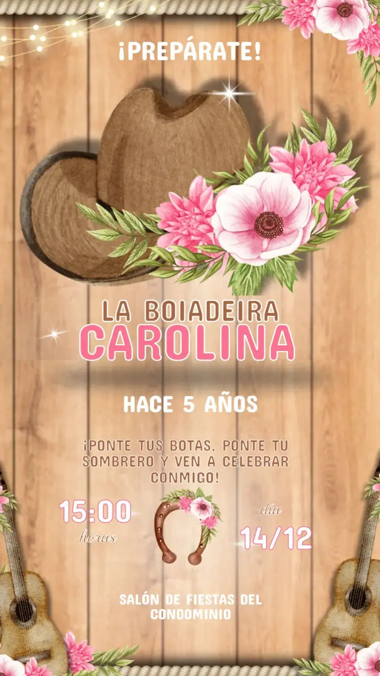 Invitación Cumpleaños Infantil Country Girl