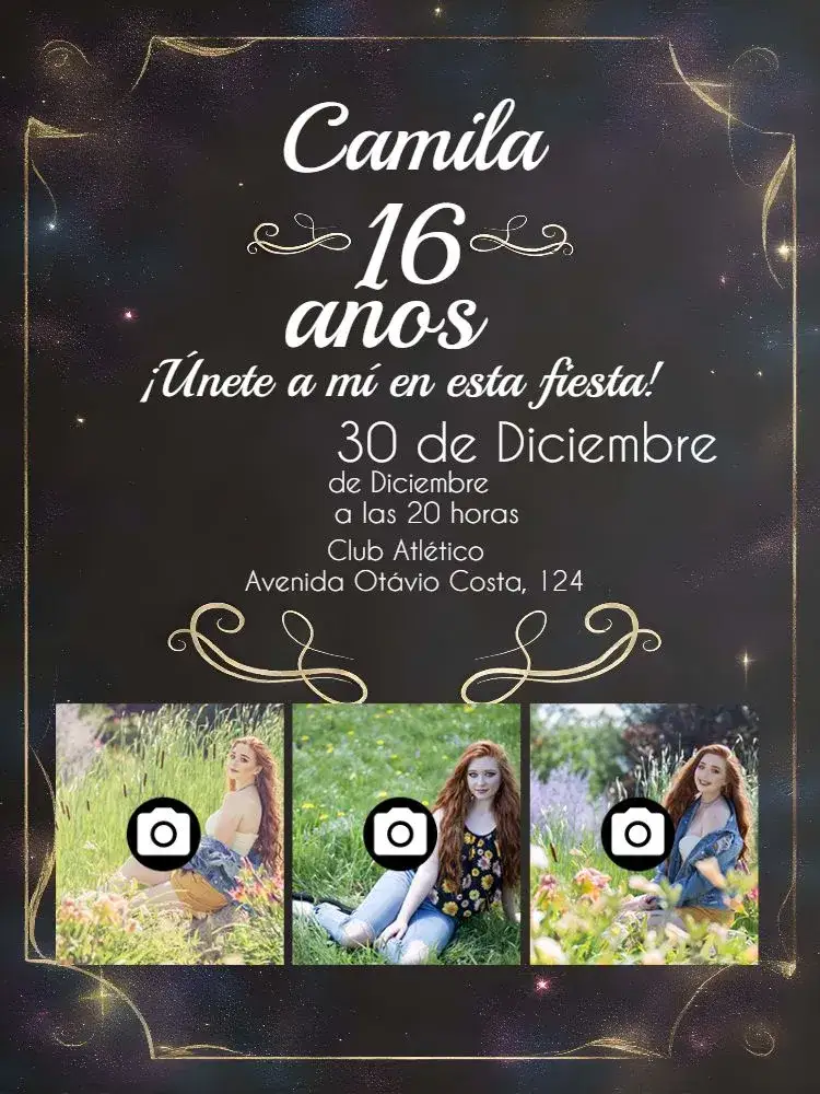 Invitación 15 Años Con Fotos Mosaico – tema 15 años delicado, moderno, elegante, femenino, colorido, divertido