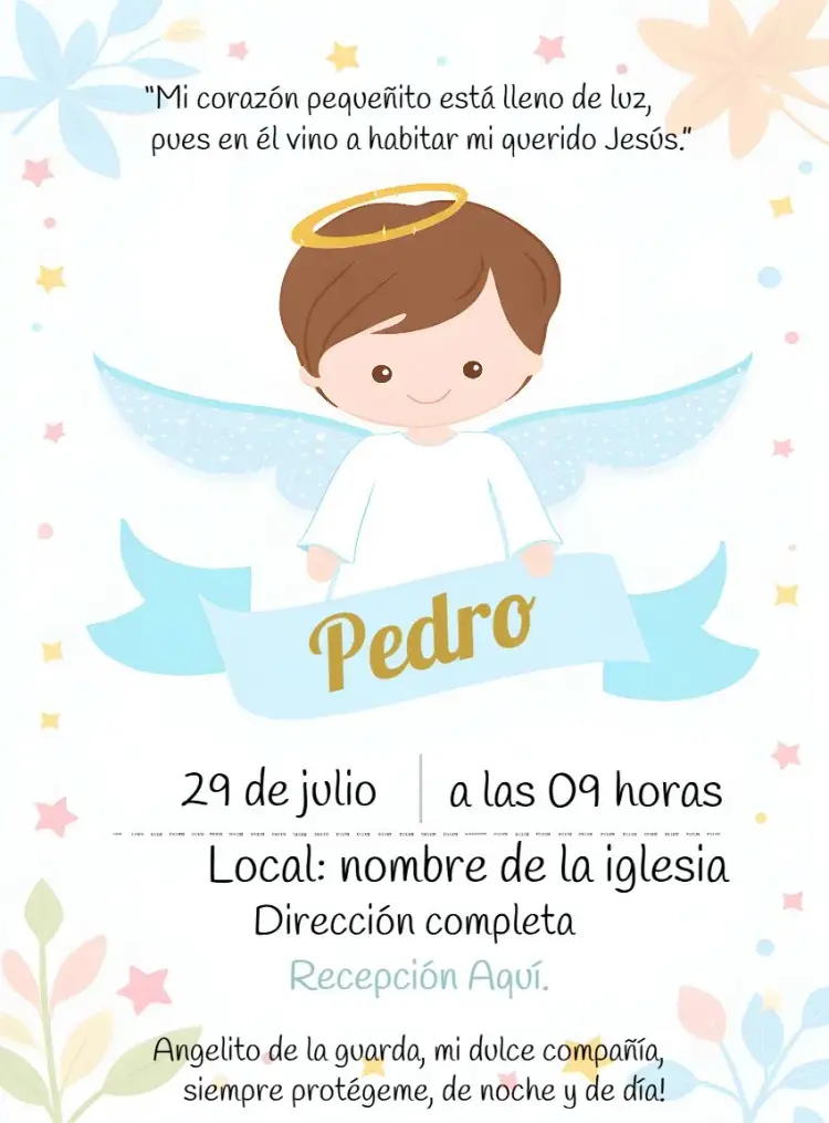 Invitación Bautizo Recepción Ángel