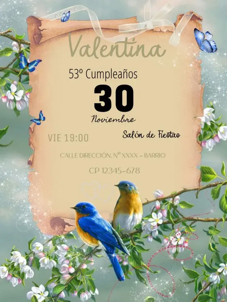 Invitación Pájaros Para Celebrar Edición
