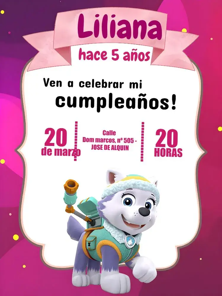 Invitación Patrulla Canina Colorido editable y personalizable
