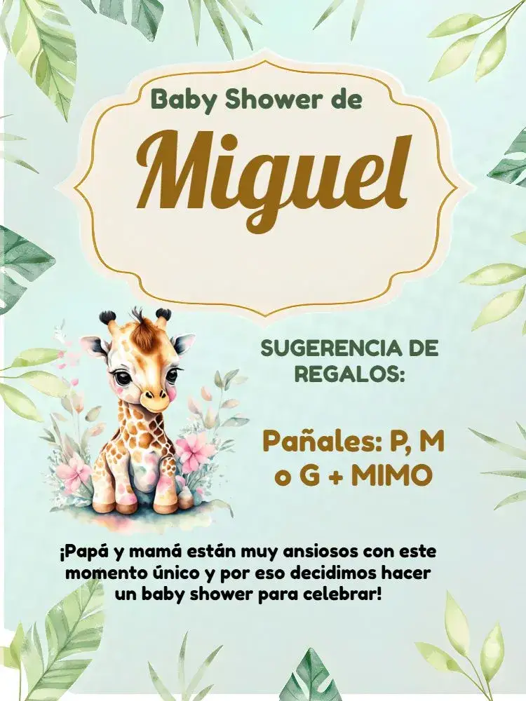 Invitación Baby Shower Giraffe Brown – tema Revelación Bebé animal, acuarela, rústico, moderno, divertido, infantil