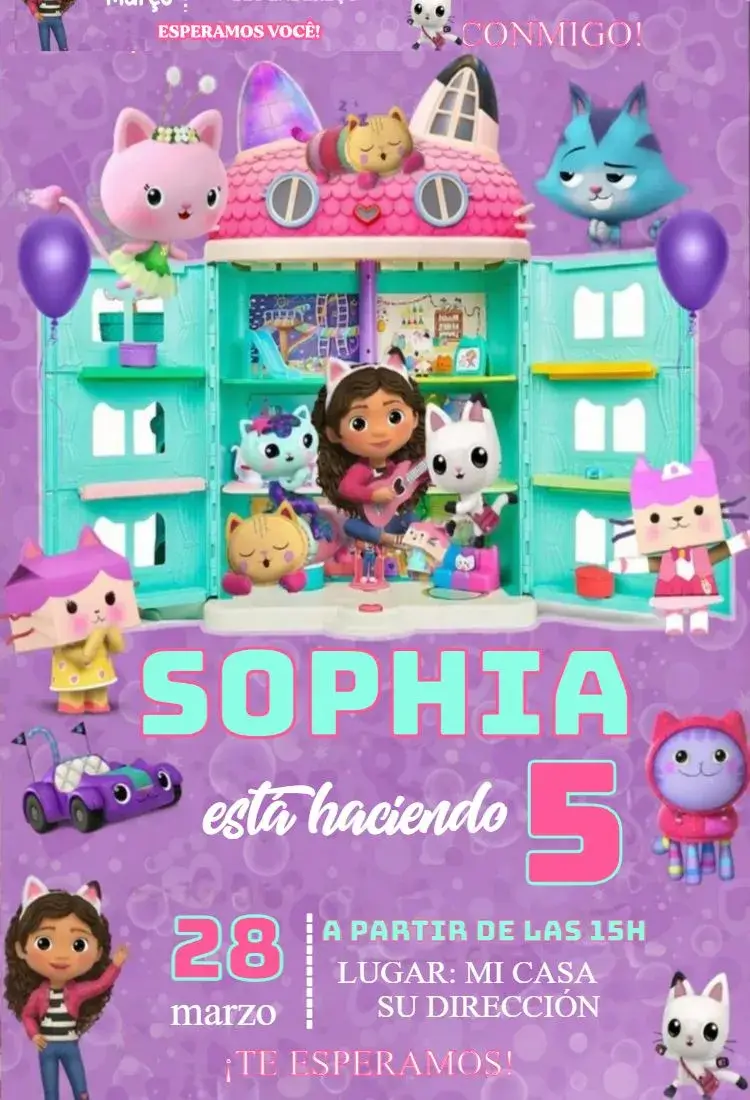 Invitación La Casa Mágica de Gabby 6