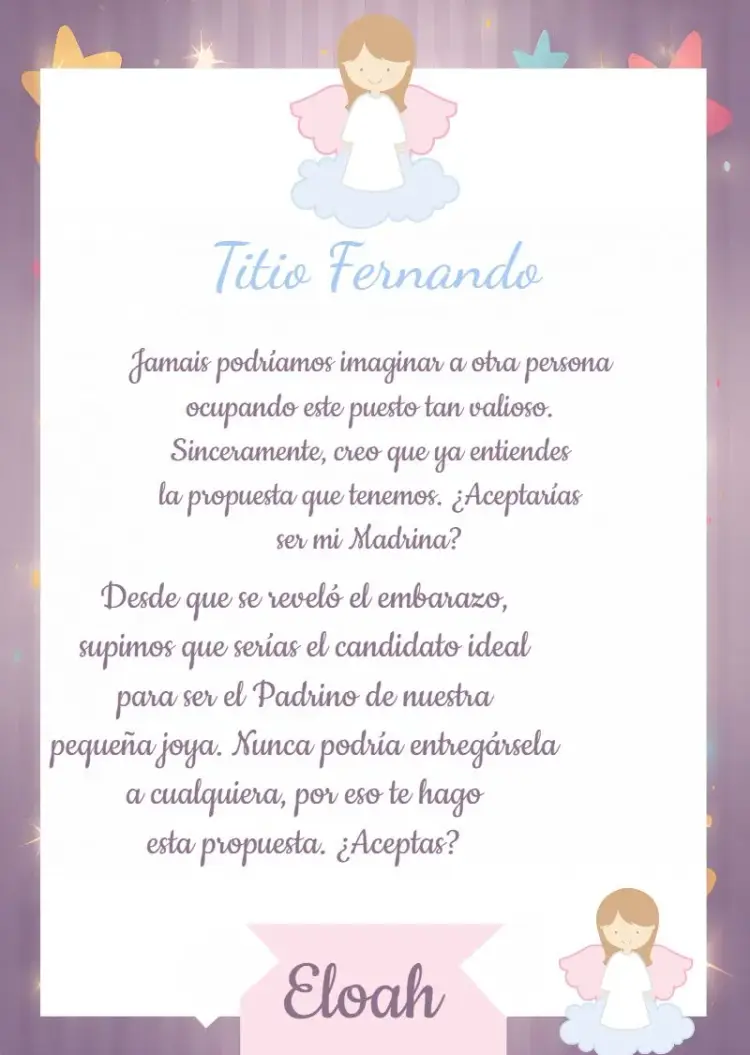 Invitación Madrina De Consagración Bautismo