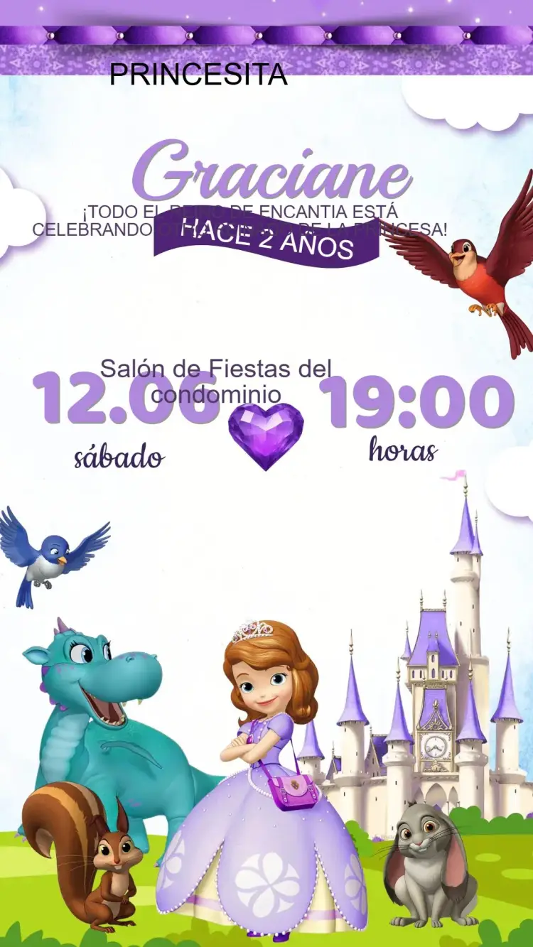 Invitación Cumpleaños Princesa Sophia