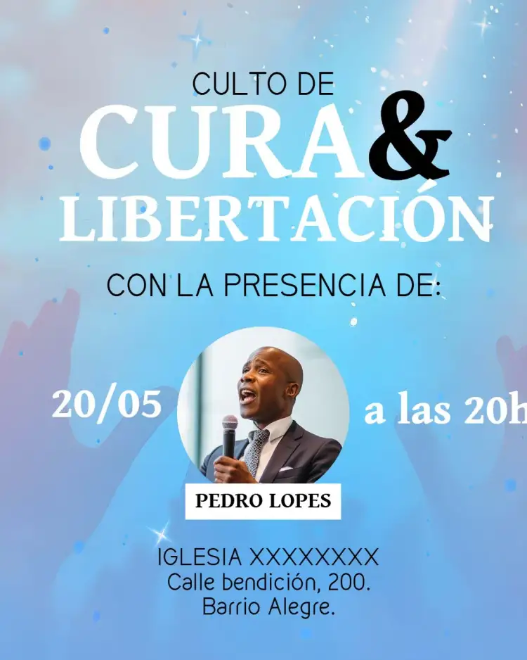 Invitación Arte Para Culto De Cura Y Liberación Iglesia Con Foto Post – tema Bautismo floral, delicado, gospel, moderno, elegante
