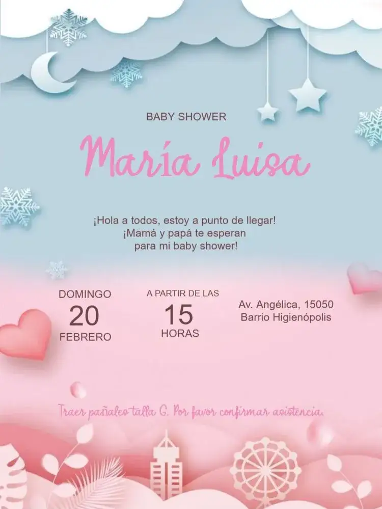 Invitación Baby Shower con Confirmación de Asistencia Online – tema Té Rifa rosa, delicado, infantil, elegante, moderno, minimalista