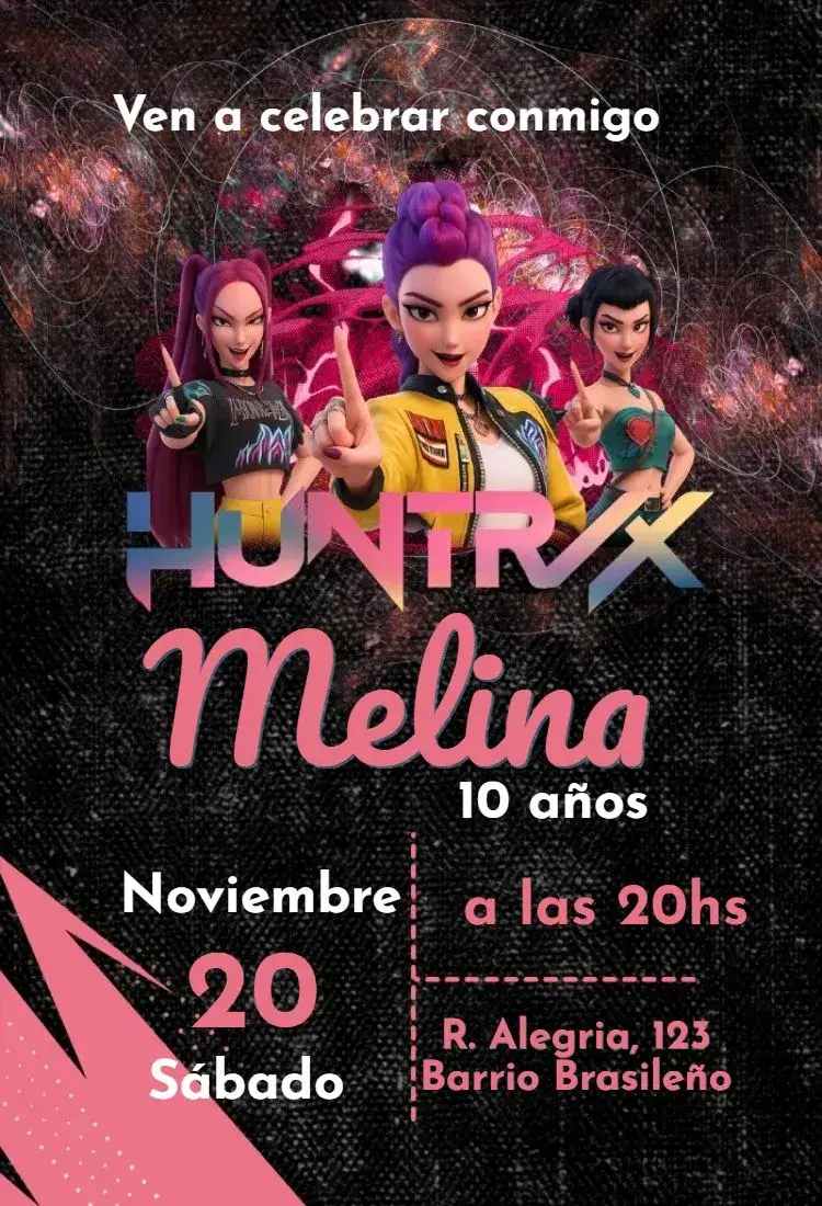 Invitación Cazadores de Demonios K-Pop