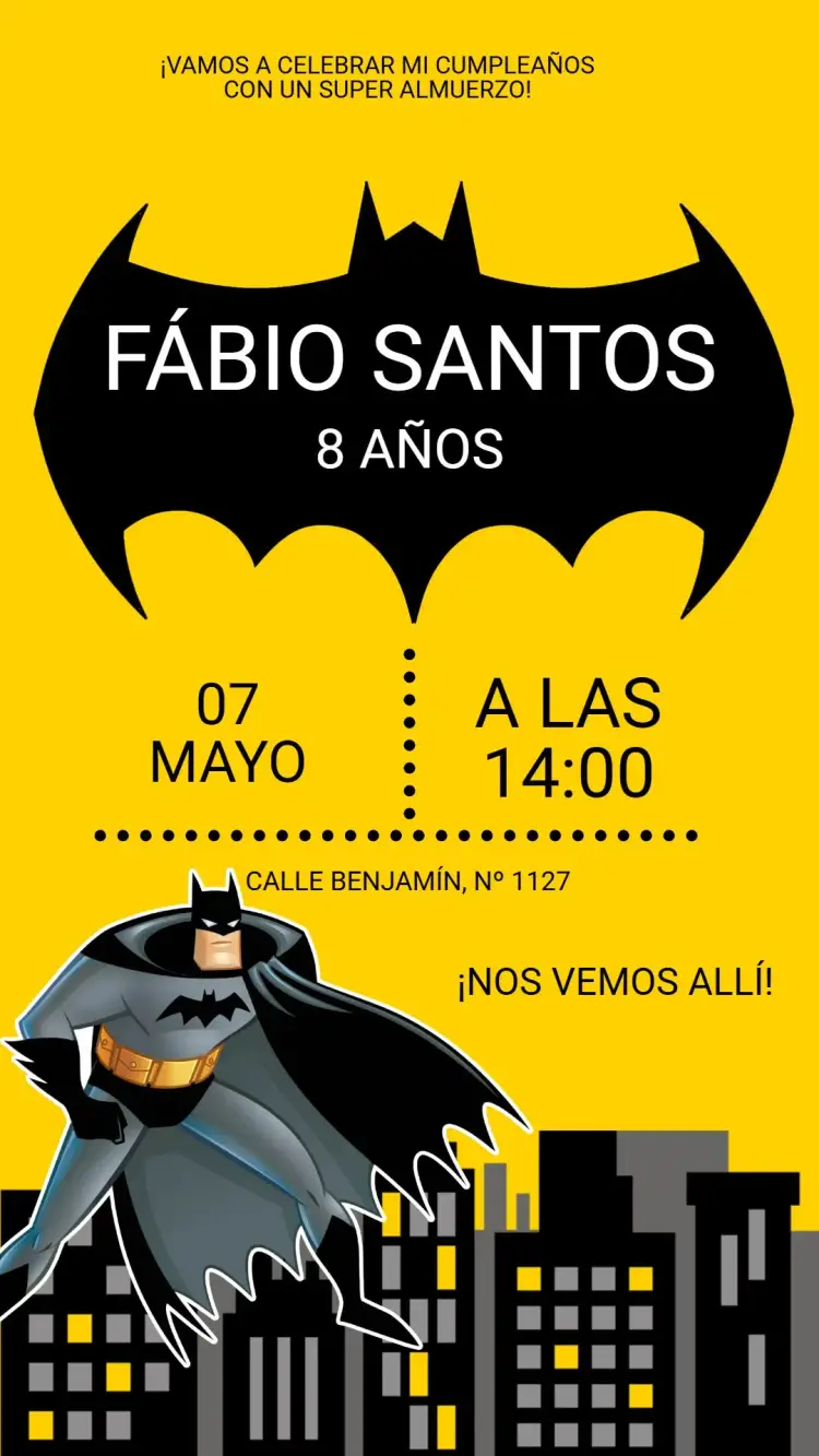 Invitación Digital Cumpleaños Batman
