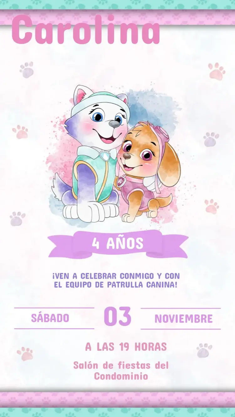 Invitación Cumpleaños Sky y Everest para editar