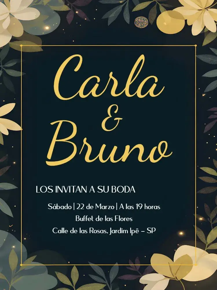 Invitación Boda Minimalista Amarilla