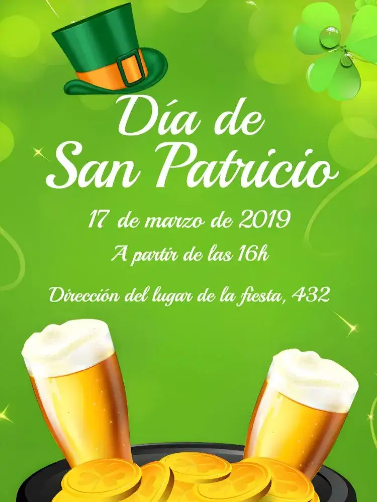 Invitación Día De San Patricio Verde – tema Fechas Conmemorativas verde, irlandés, festivo, vintage, colorido