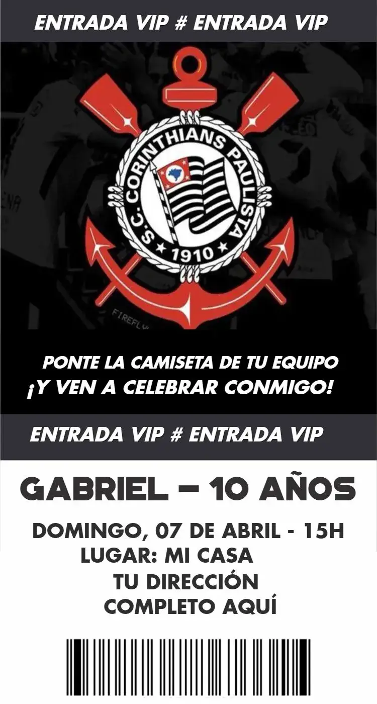 Invitación Corinthians Entrada