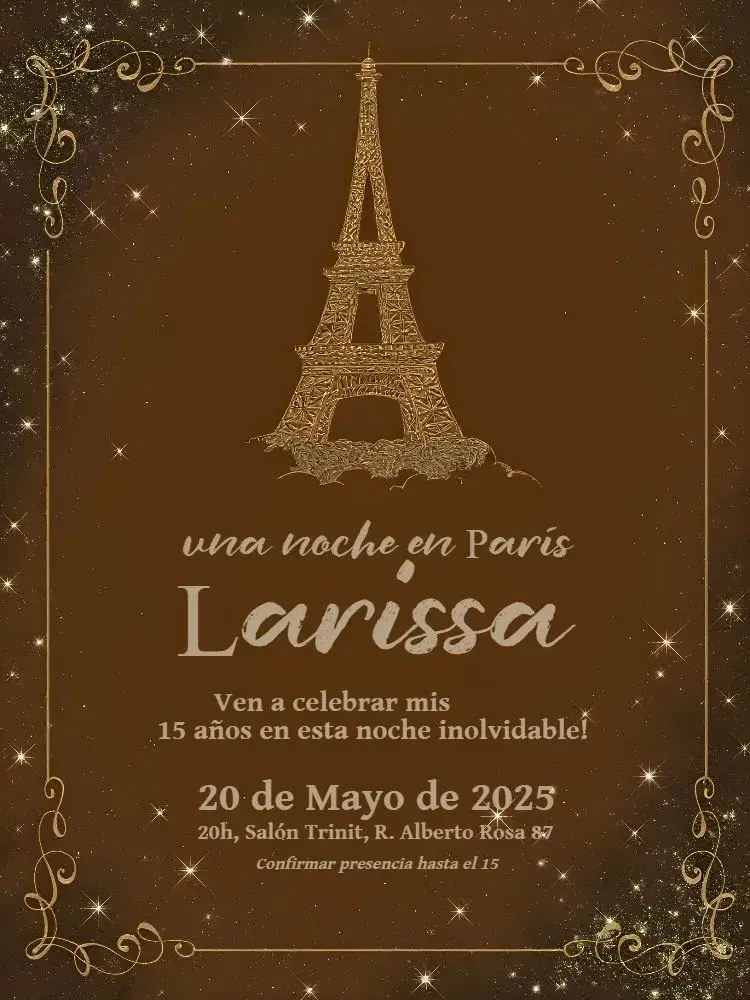 Invitación 15 Años París Torre Eiffel