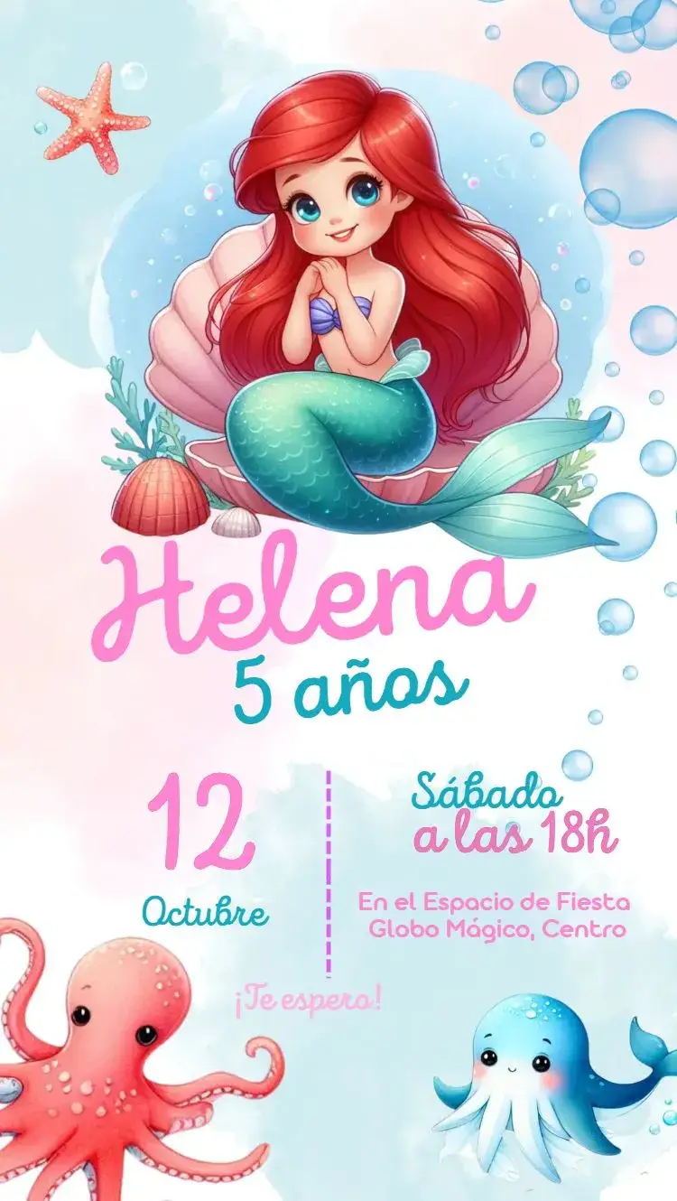 Invitación Pequeña Sirenita