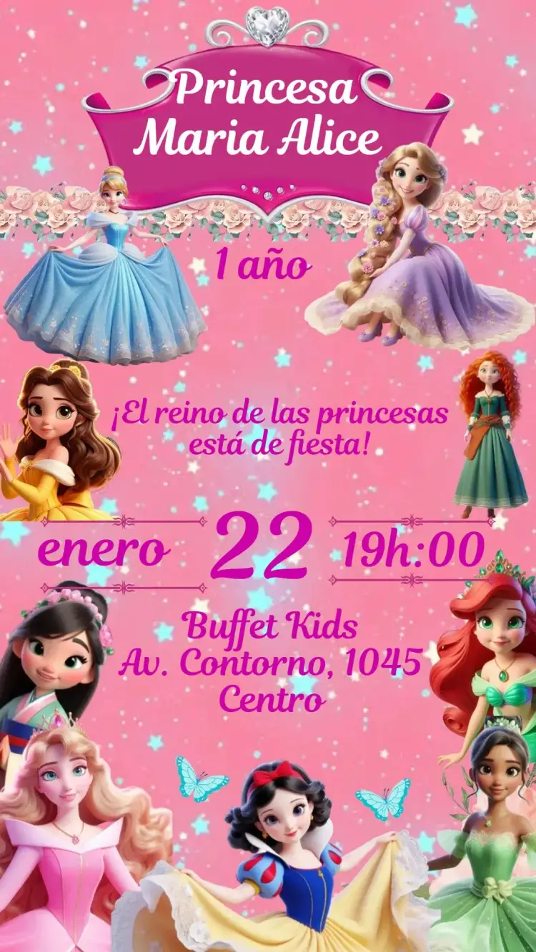 Invitación Princesas Disney