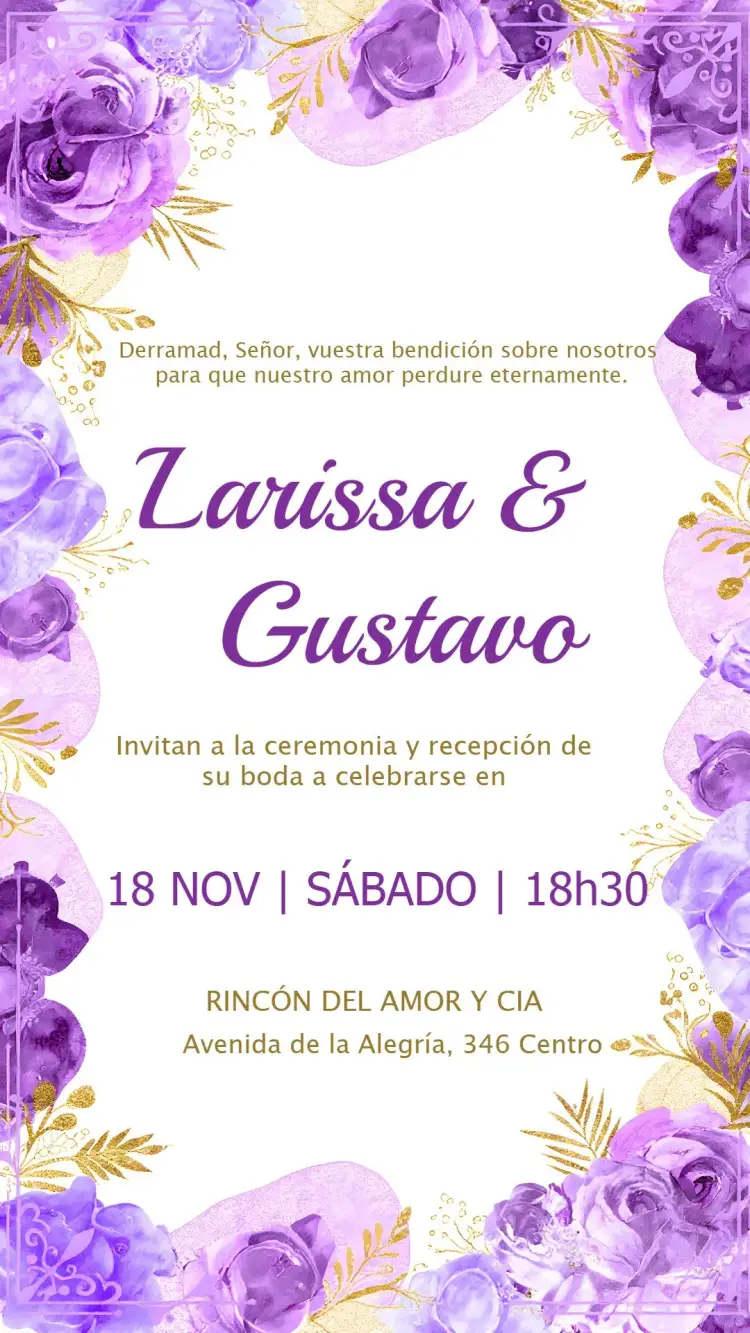 Invitación Boda Floral Lila