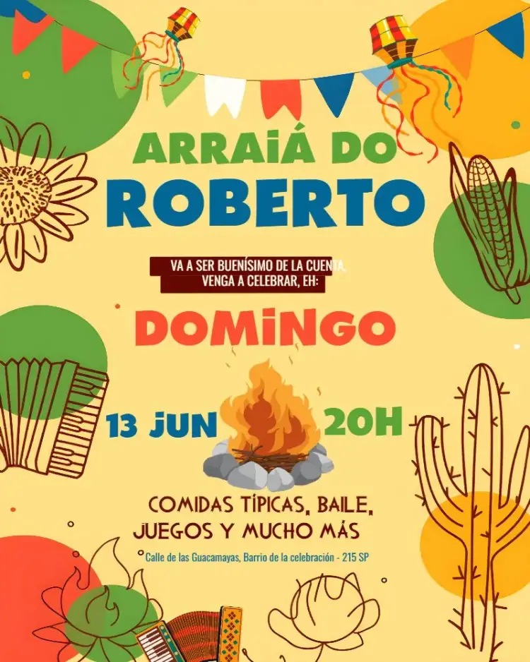 Invitación Arraiá San Juan Naranja