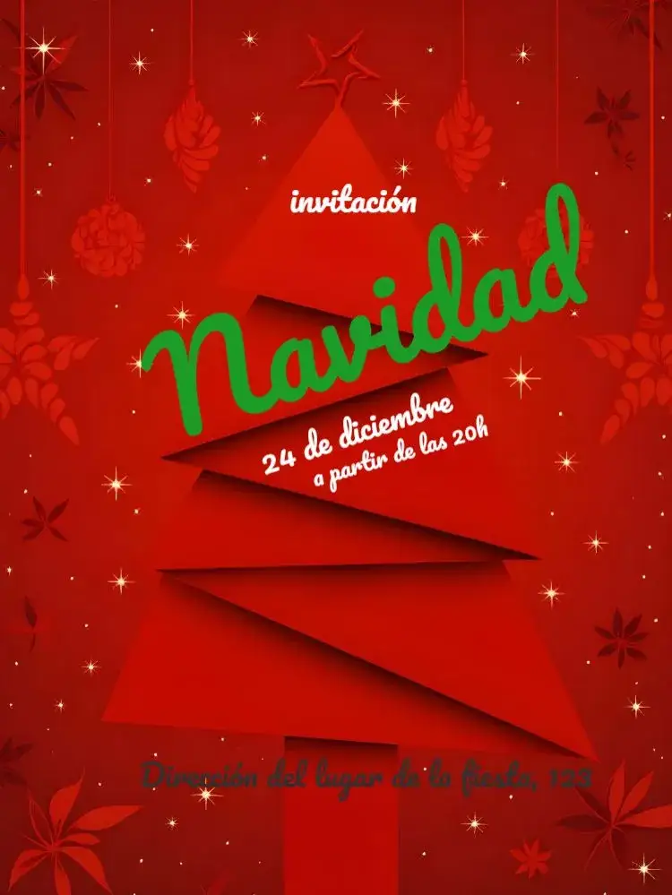 Invitación Navidad Año – tema Fechas Conmemorativas vibrante, navideño, dorado, tradicional, alegre, colorido