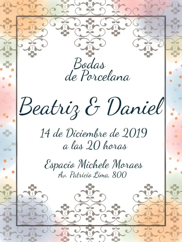 Invitación Aniversario De Loza Fuerte – tema Despedida de Soltera minimalista, elegante, clásico, moderno, delicado, romántico