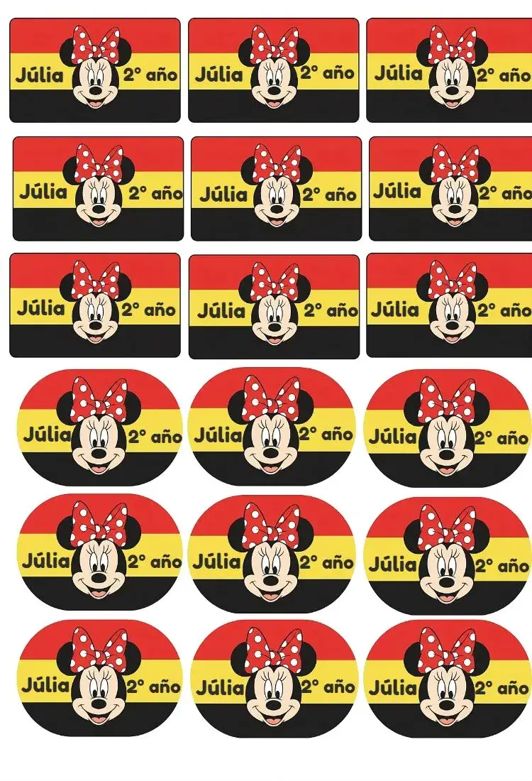 Invitación Etiqueta escolar Minnie