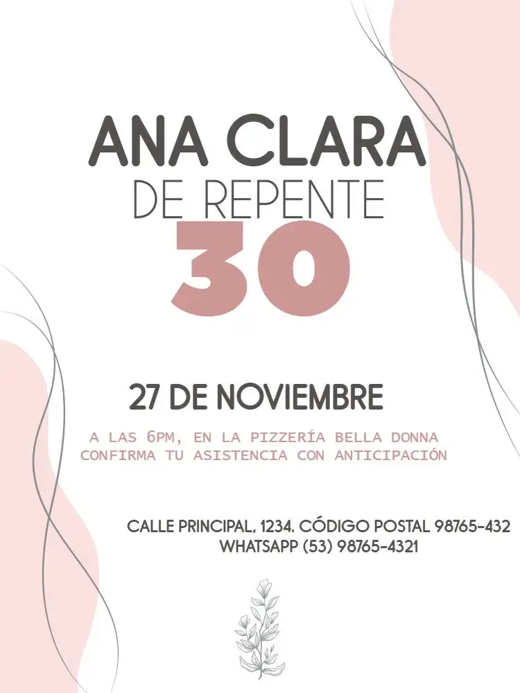 Invitación Repente 30 Delicado Claro