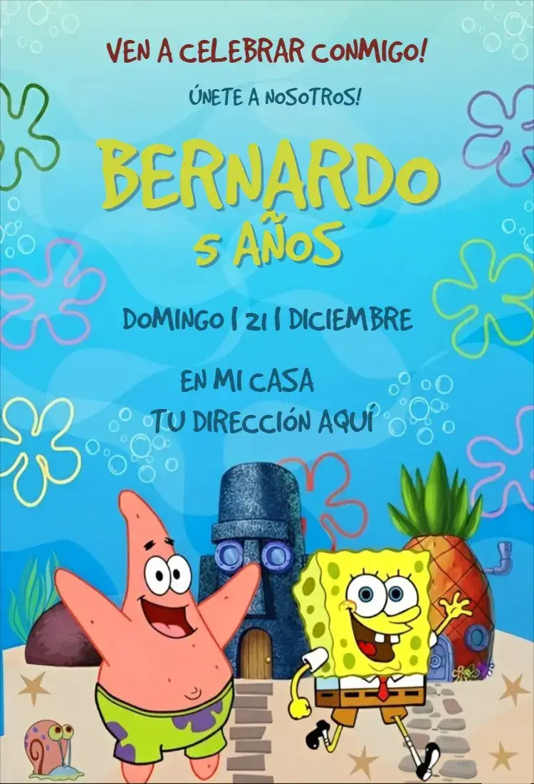Invitación Bob Esponja