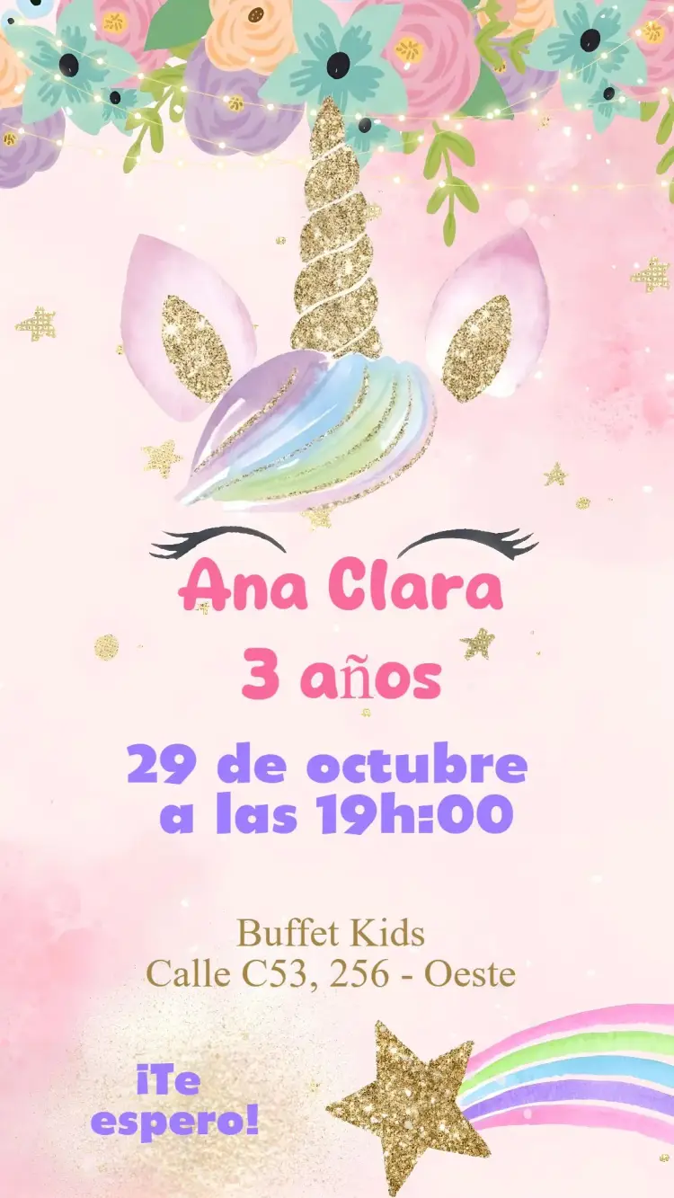 Invitación Unicornio Lujo