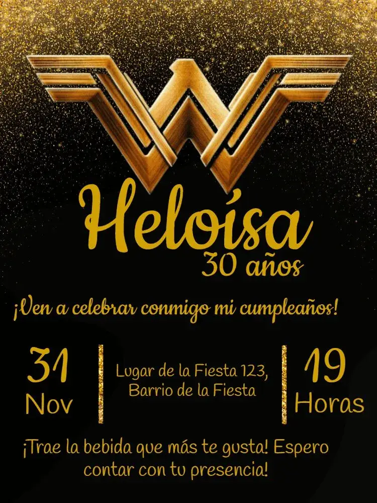 Invitación Mujer Maravilla Confetis