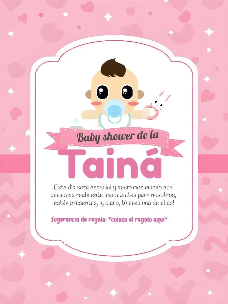 Invitación Baby Shower Rosa - Niña Pañales – tema Baby Shower rosa, delicado, infantil, floral, moderno, divertido