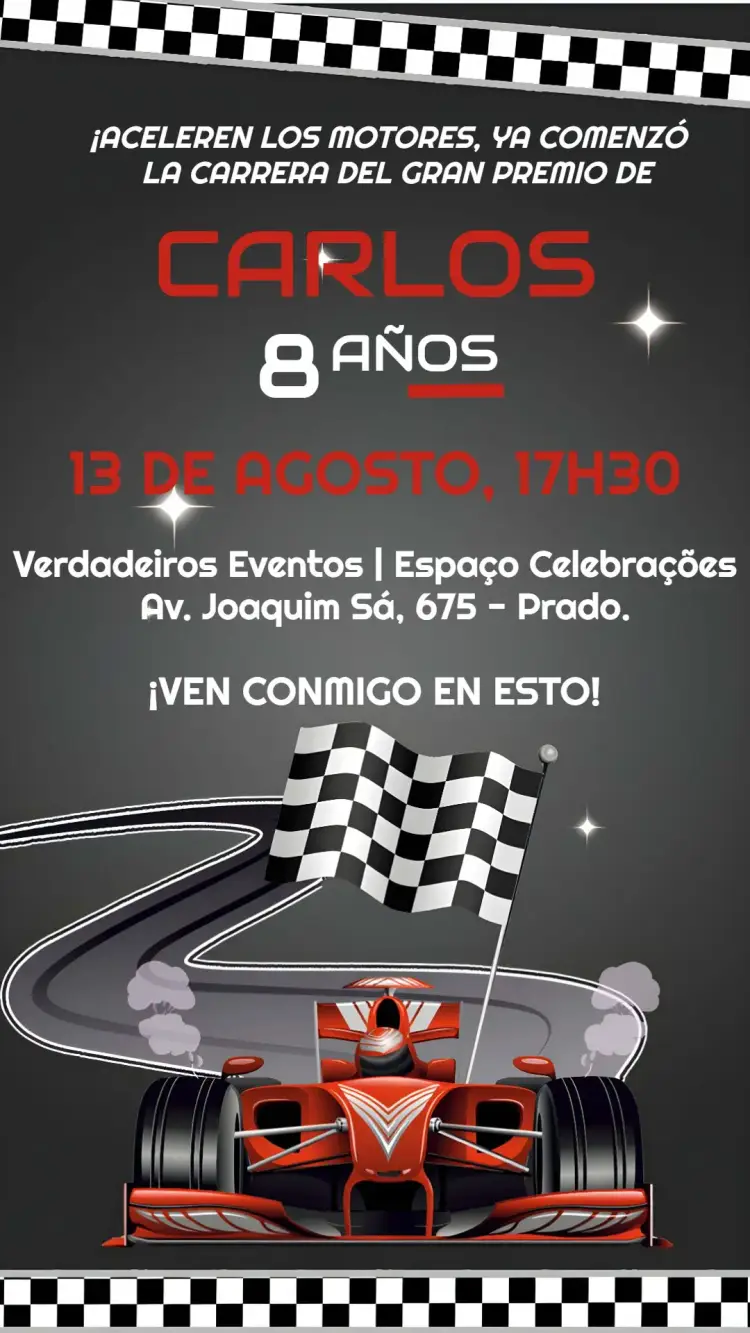 Invitación Coche de Fórmula 1