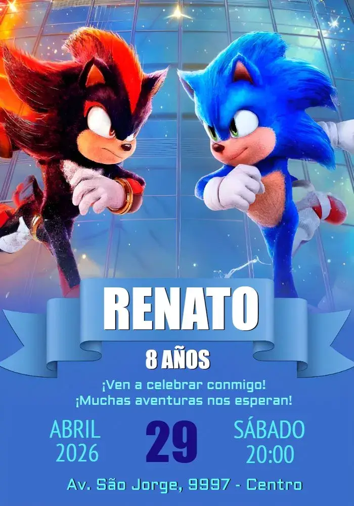 Invitación Sonic E Shadows 3