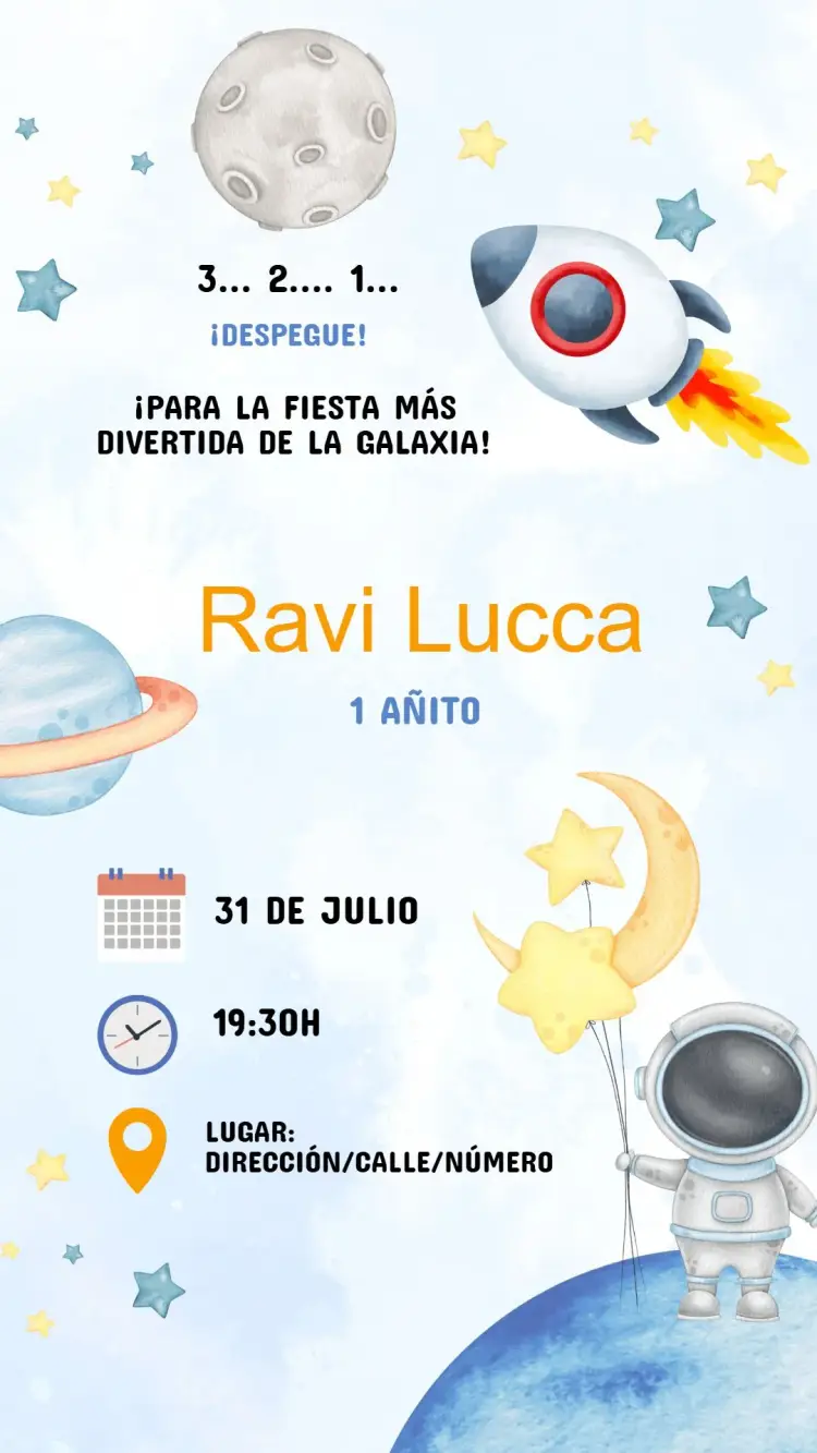 Invitación Cumpleaños Astronauta