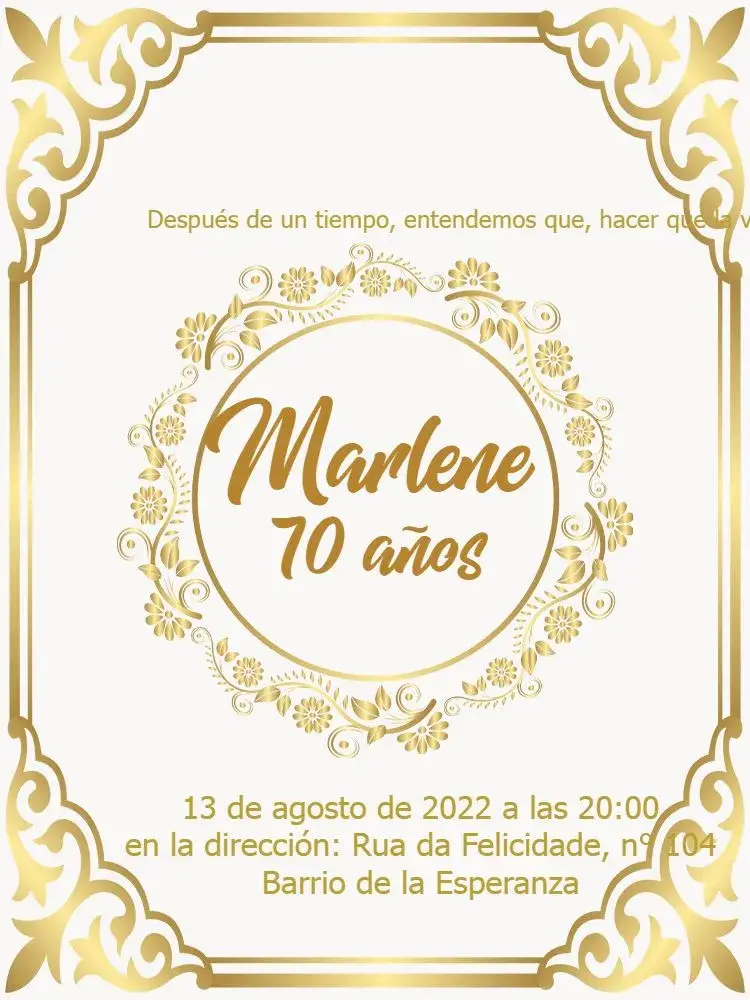 Invitación Floral 70 Años Blanco