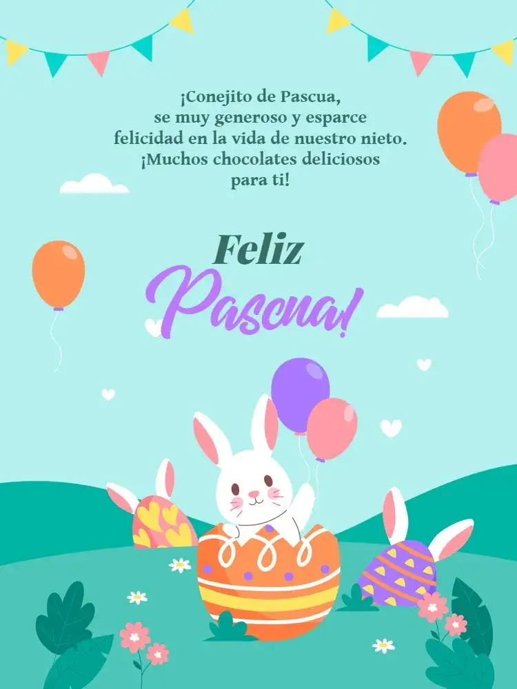 Invitación Tarjeta Feliz Pascua Infantil Verde Claro – tema Tarjeta lúdico, colorido, infantil, verde claro, pastel, festivo