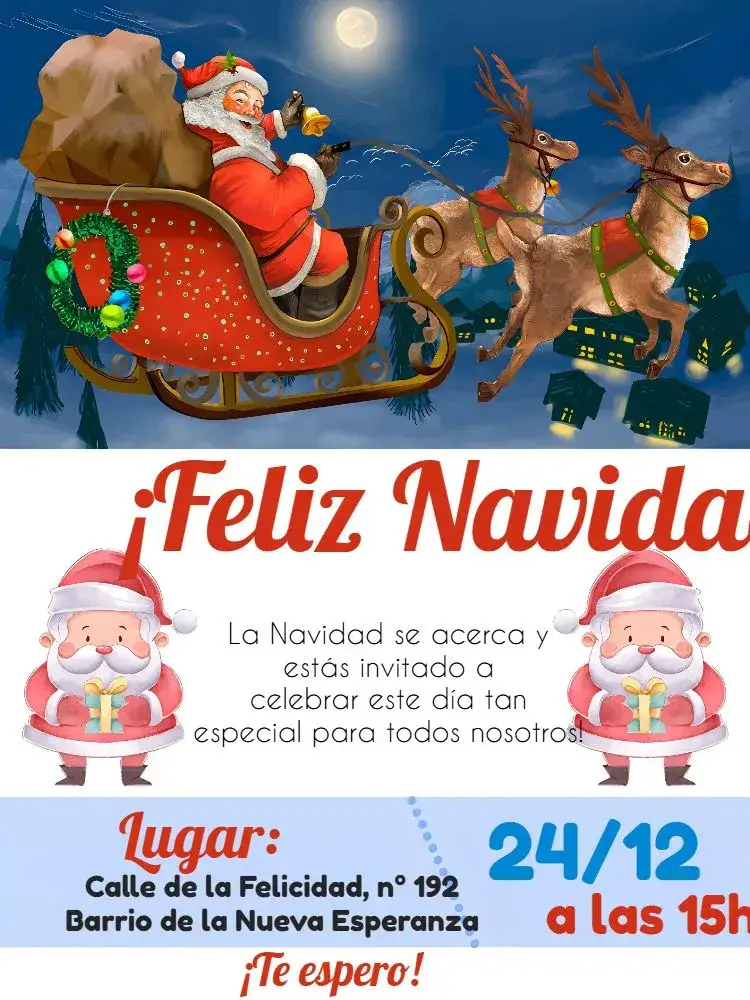 Invitación Navidad En Familia Rojo – tema Fechas Conmemorativas rojo vibrante, elementos navideños, estilo festivo, gráficos alegres, simbolismo navideño, diseño moderno