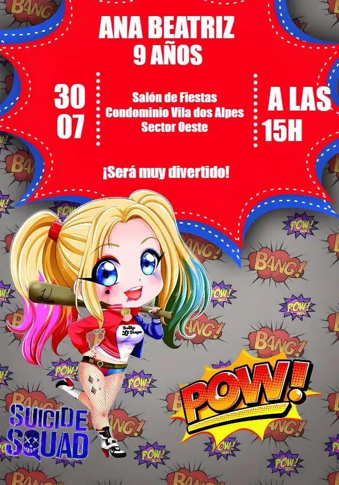Invitación Arlequina Logos