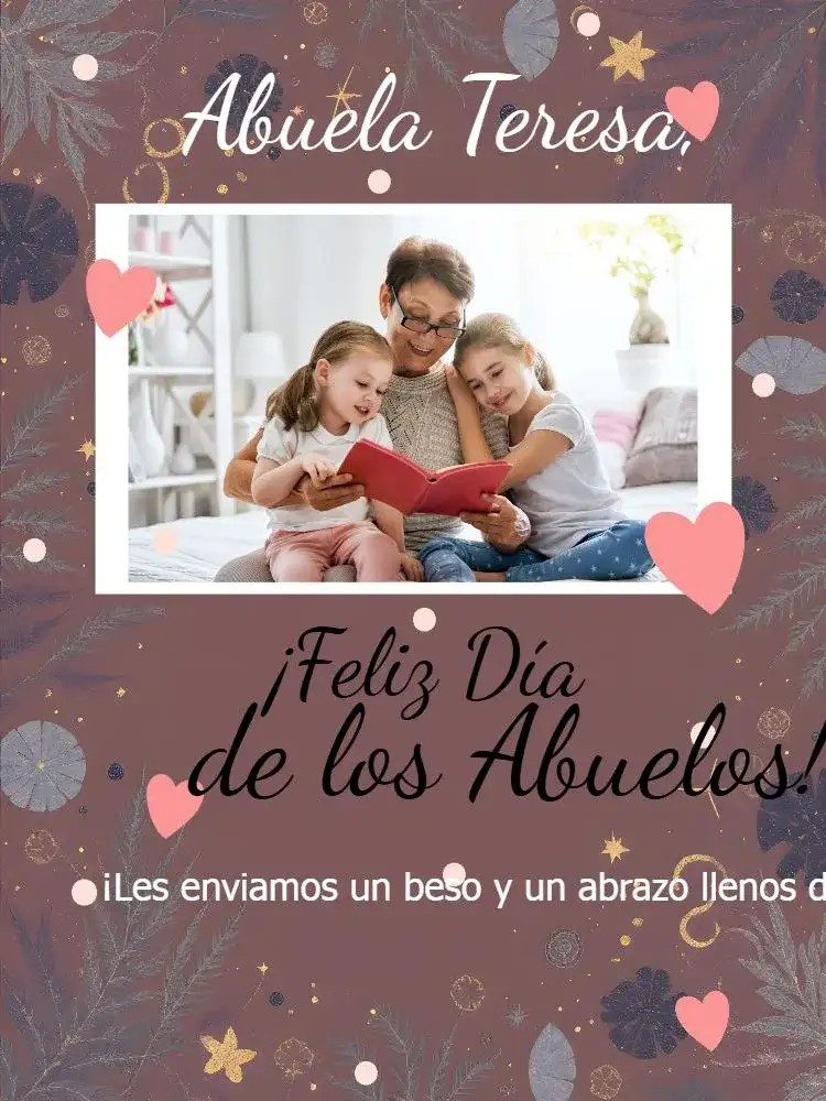 Tarjeta Día De Los Abuelos Con Foto Roja