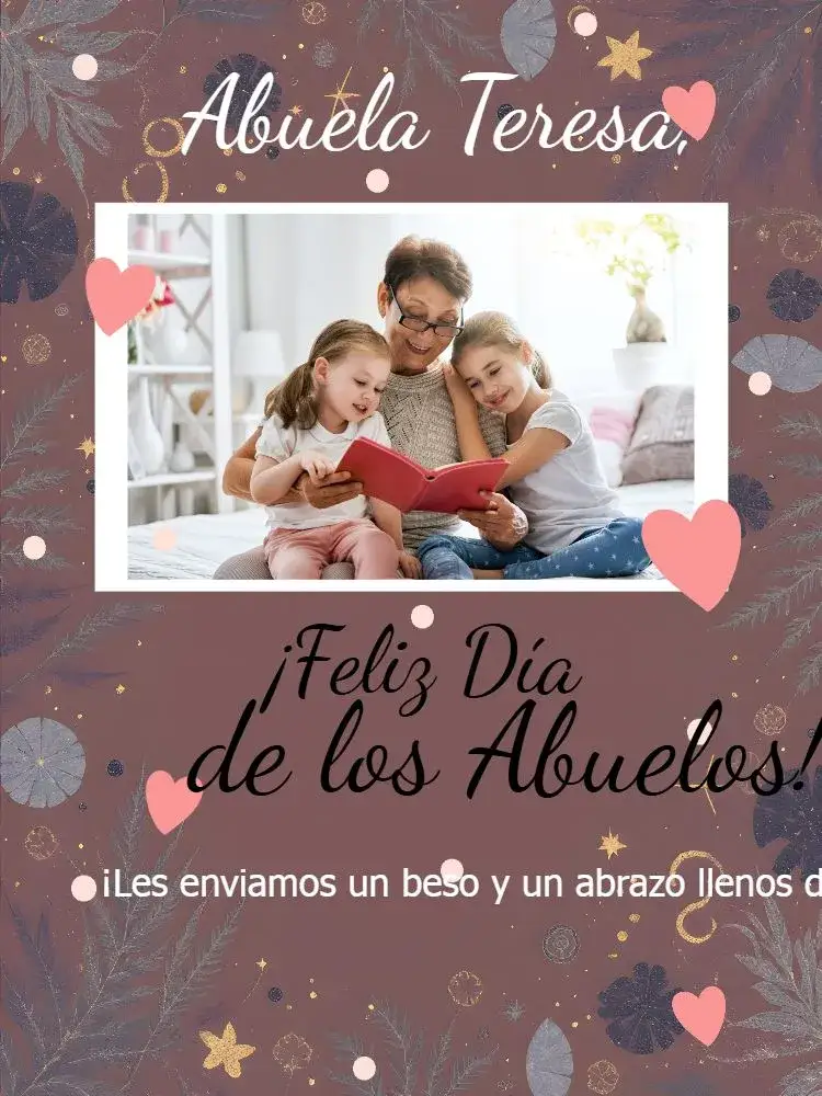 Invitación Tarjeta Día De Los Abuelos Con Foto Roja – tema Fechas Conmemorativas rojo, corazón, romántico, moderno, divertido