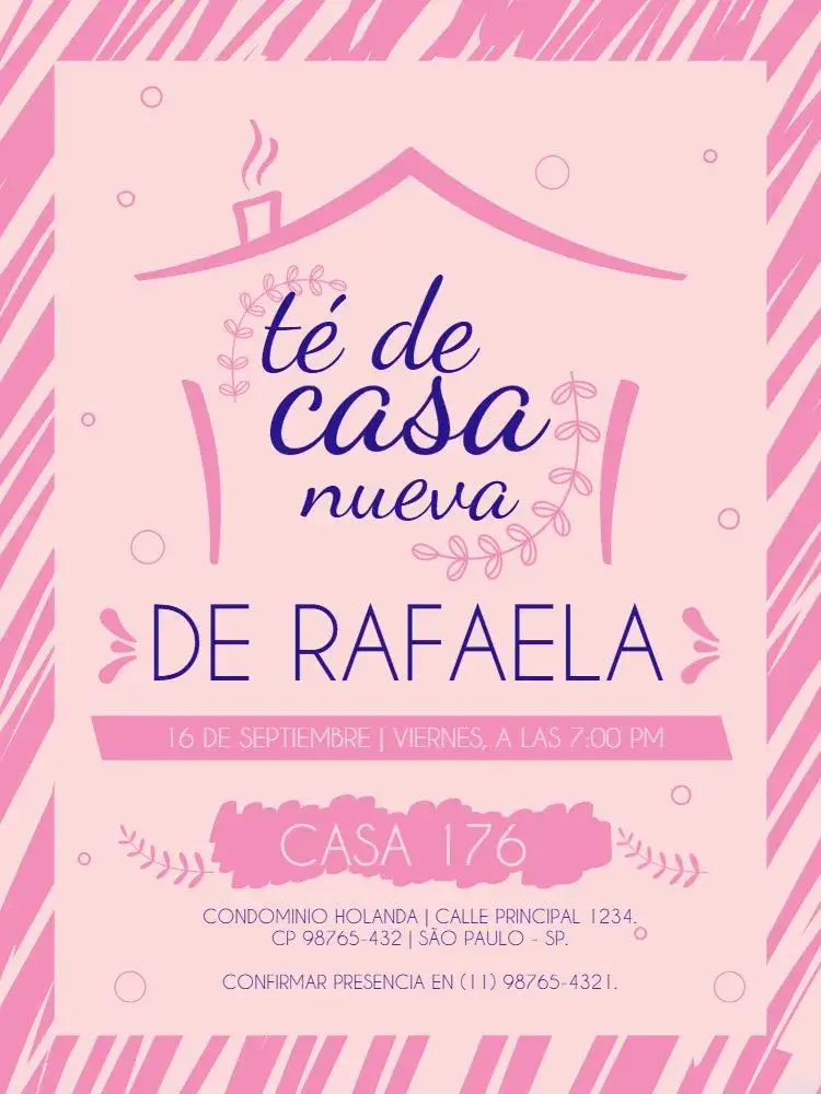 Invitación Chá De Casa Nueva Para Soltera Fiesta – tema Baby Shower boho, lúdico, rosa, moderno, suaves, vintage
