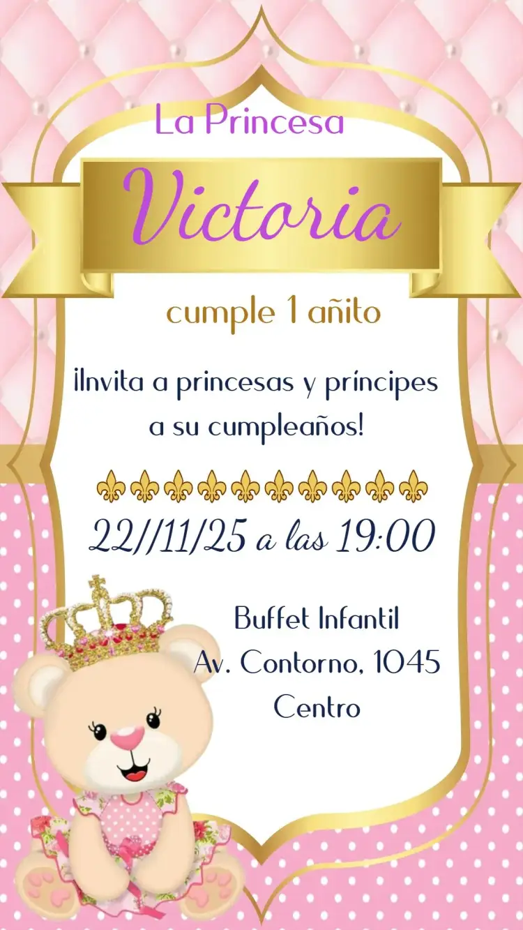 Invitación Oso Princesa