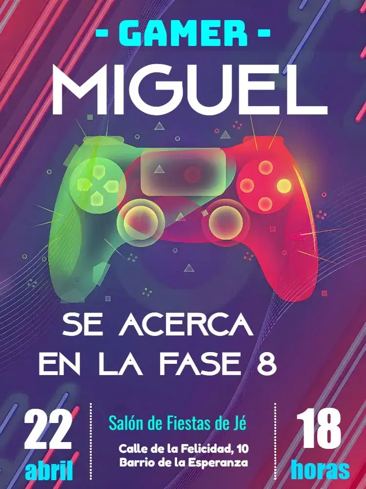 Invitación Playstation Control – tema Más buscados moderno, juegos, tecnológico, colorido, dinámico, divertido