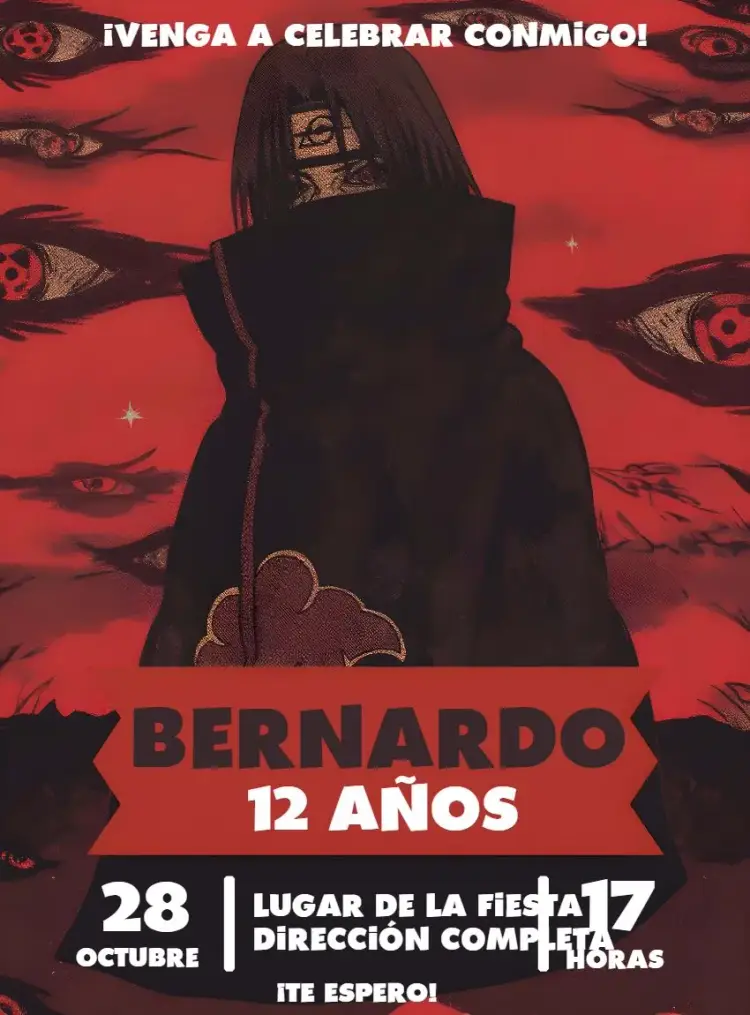 Invitación Itachi Uchiha Naruto Dibujo