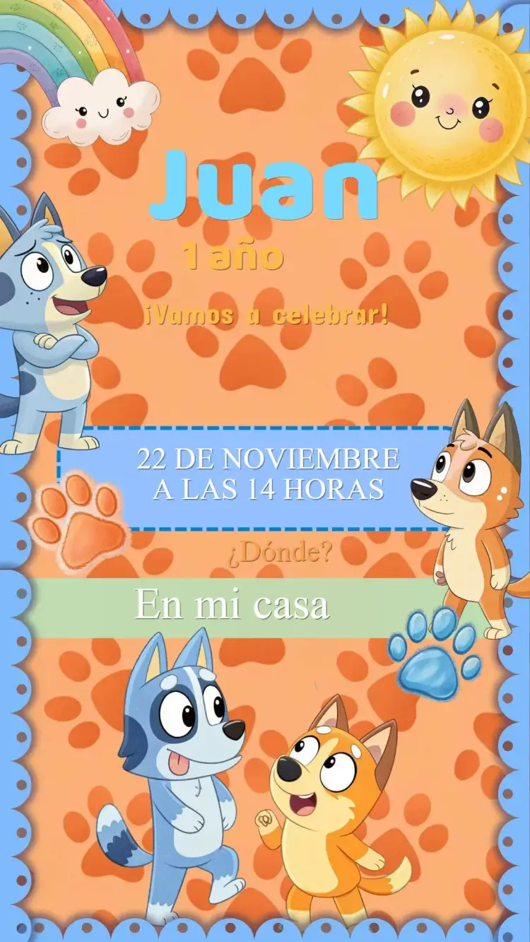 Invitación Cumpleaños Bluey