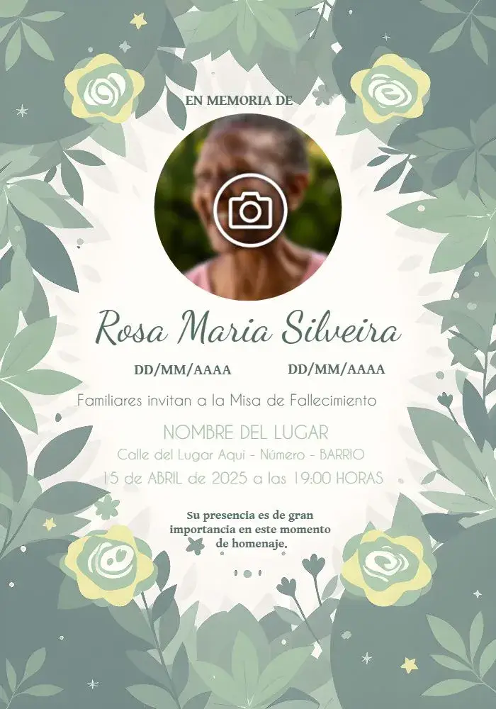 Invitación Misa De Fallecimiento Con Foto Amarillo