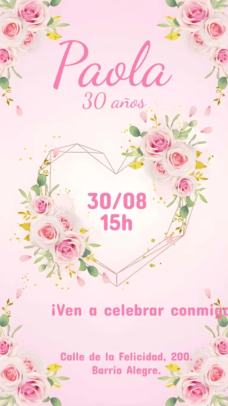 Invitación Corazón Floral Adulto
