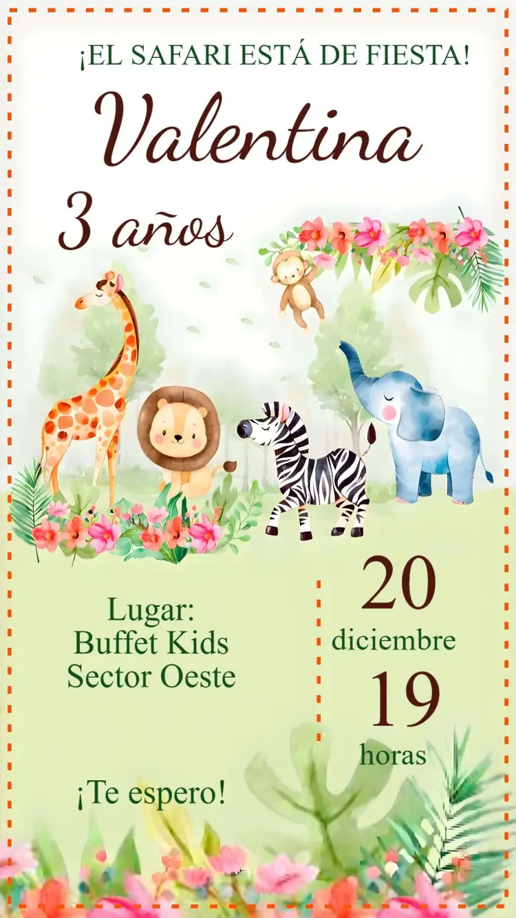 Invitación Safari Acuarela