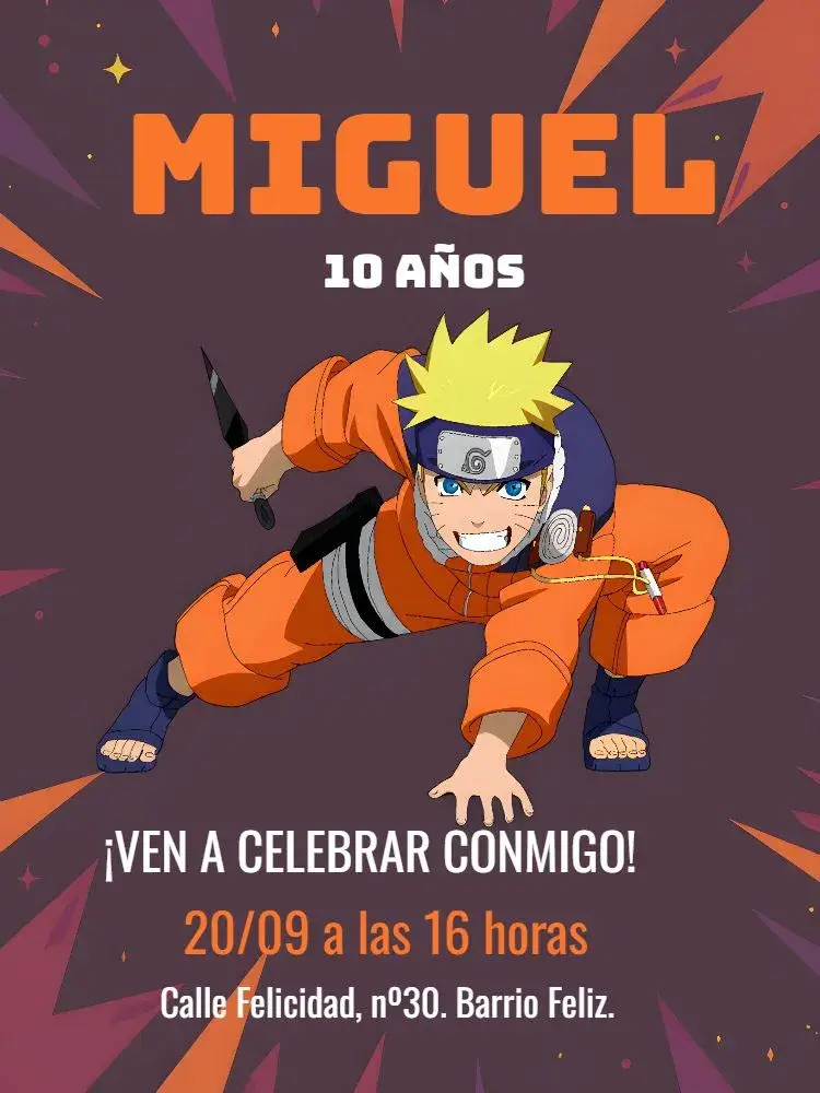 Invitación Naruto Laranka