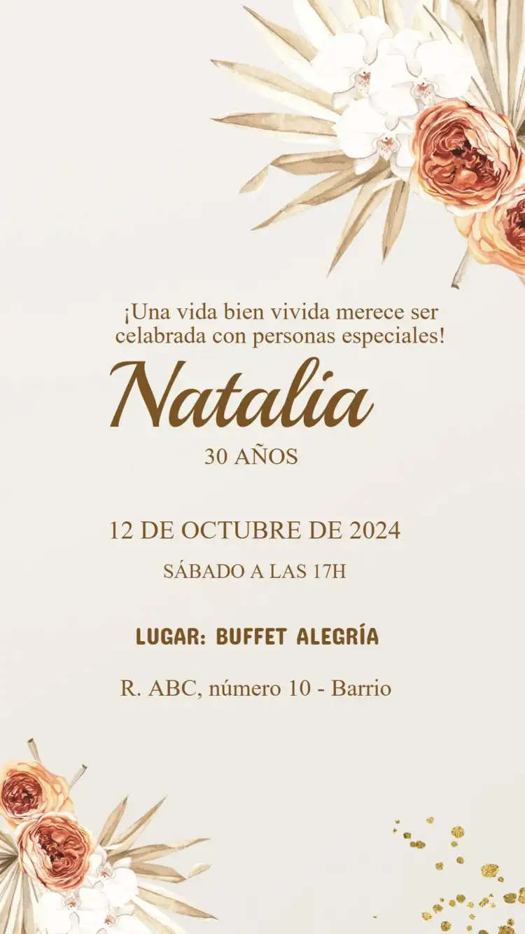 Invitación Invitación Cumpleaños Floral – tema Cumpleaños floral, colorido, romántico, vintage, moderno, alegre